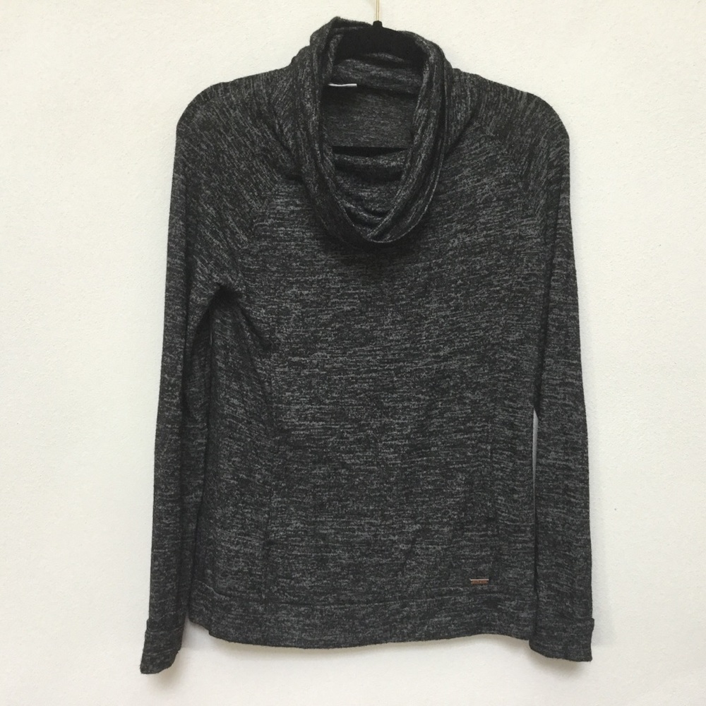 Hello Mello Dark Grey, Black Cowl Neck Long Sleeve Top Size Small Fall Winter